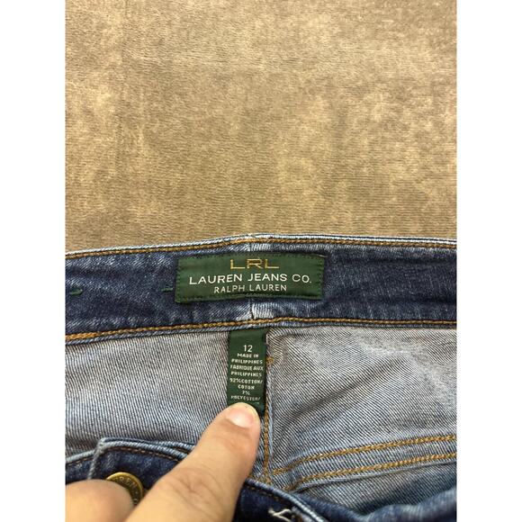 LRL Lauren Jeans Co. Ralph Lauren Women's Blue Straight Leg Denim Jeans 12 - Picture 4 of 5